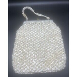 VTG Large IVORY Straw Handbag Purse Made In Italy 15” X 14” Spring Summer NWT